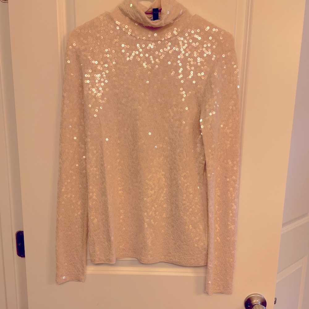 Express Cream sequins turtlenecks